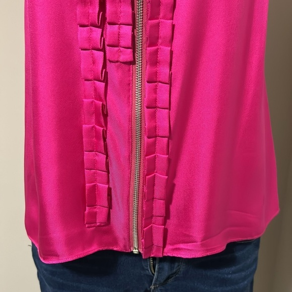 Marc by Marc Jacobs Blouse SILK Sleeveless Top Pleated Accents Pink Sz S - Picture 3 of 10